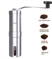 BOTC Handmatige Koffiemolen met instelbare instelling - Bonenmaler - Koffiemaler - RVS - Zilver