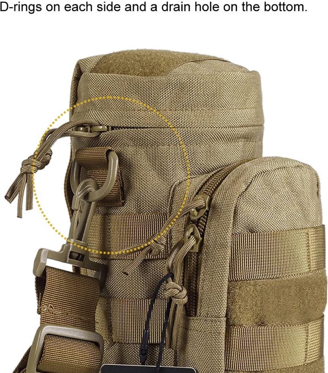 Sniper Bottle Pouch 1000D Nylon Tactical EDC Bidonhouder met afneembare schouderriem kleur bruin / paintball