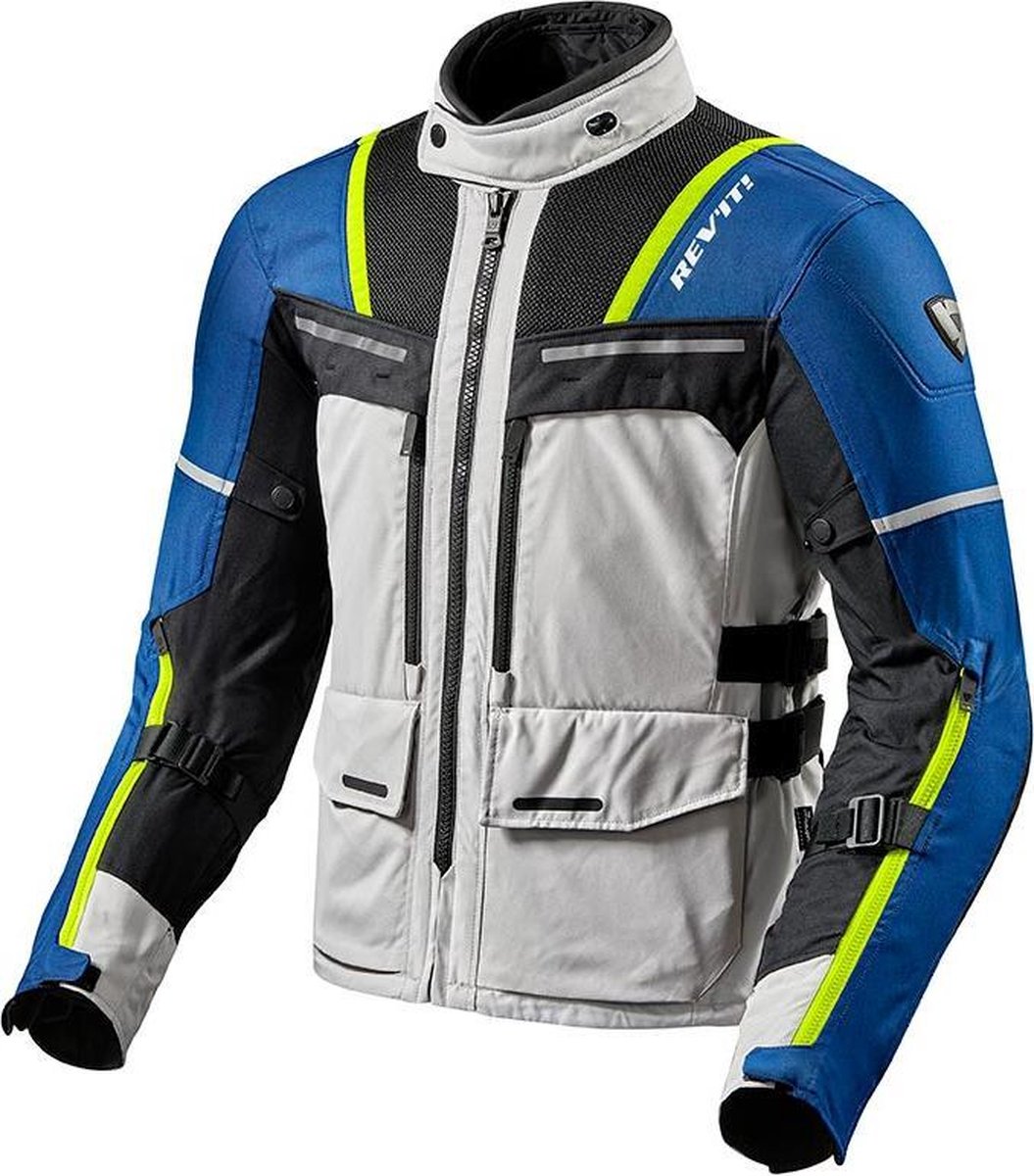 REV'IT! Offtrack Silver Blue Textile Motorcycle Jacket XL