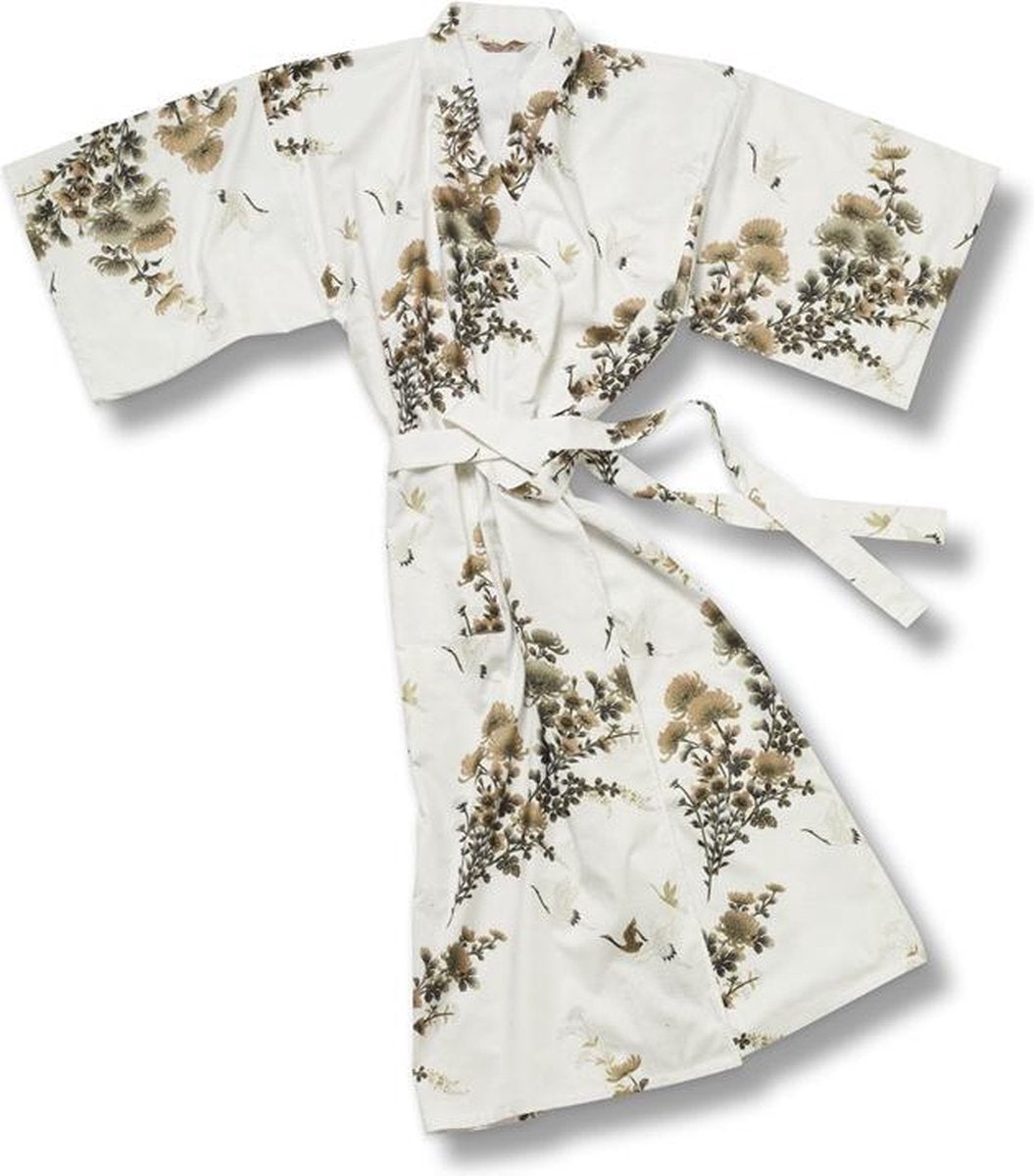 Traditionele Japanse Kimono Yukata Kraanvogel Wit 100% katoen