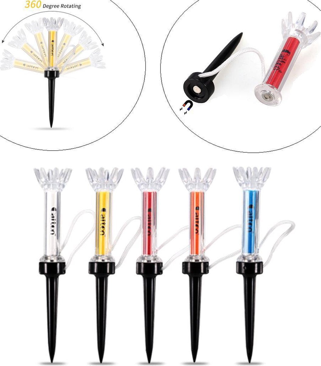 Firsttee - Magneet tees 79 MM - 5 stuks -  Magnetische - Tees - Golfclubs - Golfballen - Golf accessoires - Sport - Training - Cadeau - Golftrainingsmateriaal - Trainingsmaterialen - Afslaan ballen - Mat - Net - Trolley