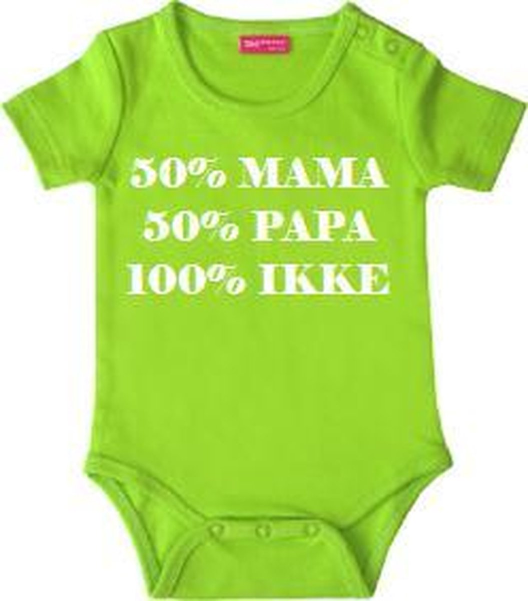 50% mama 50% papa 100% ikke romper korte mouw | Lime Groen | 50/56