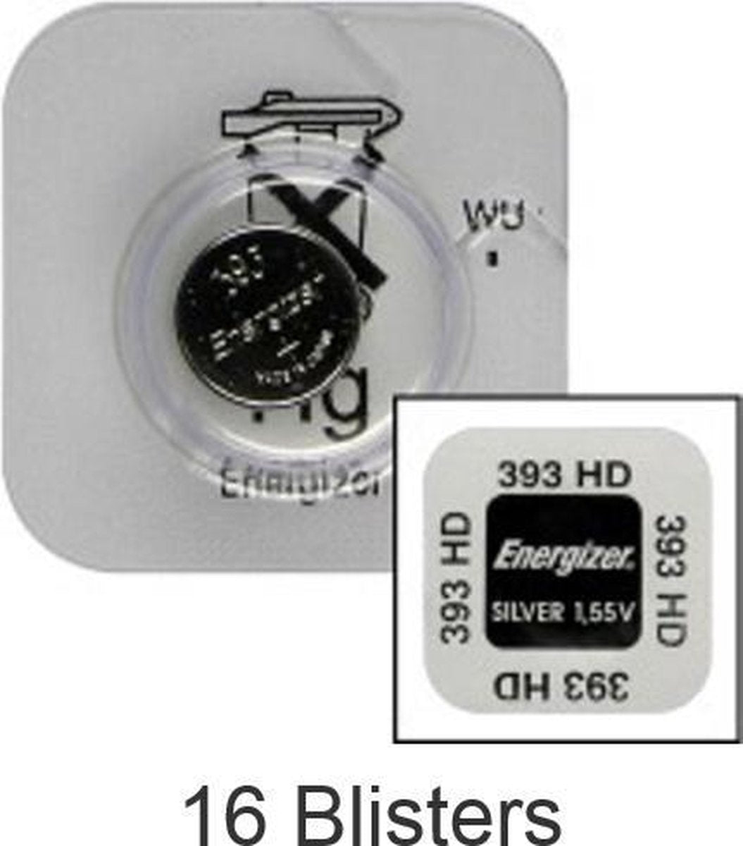16 stuks (16 blisters a 1 stuk) Energizer 309/393 knoopcel Zilver-oxide batterij (S) 1