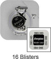 16 stuks (16 blisters a 1 stuk) Energizer 309/393 knoopcel Zilver-oxide batterij (S) 1