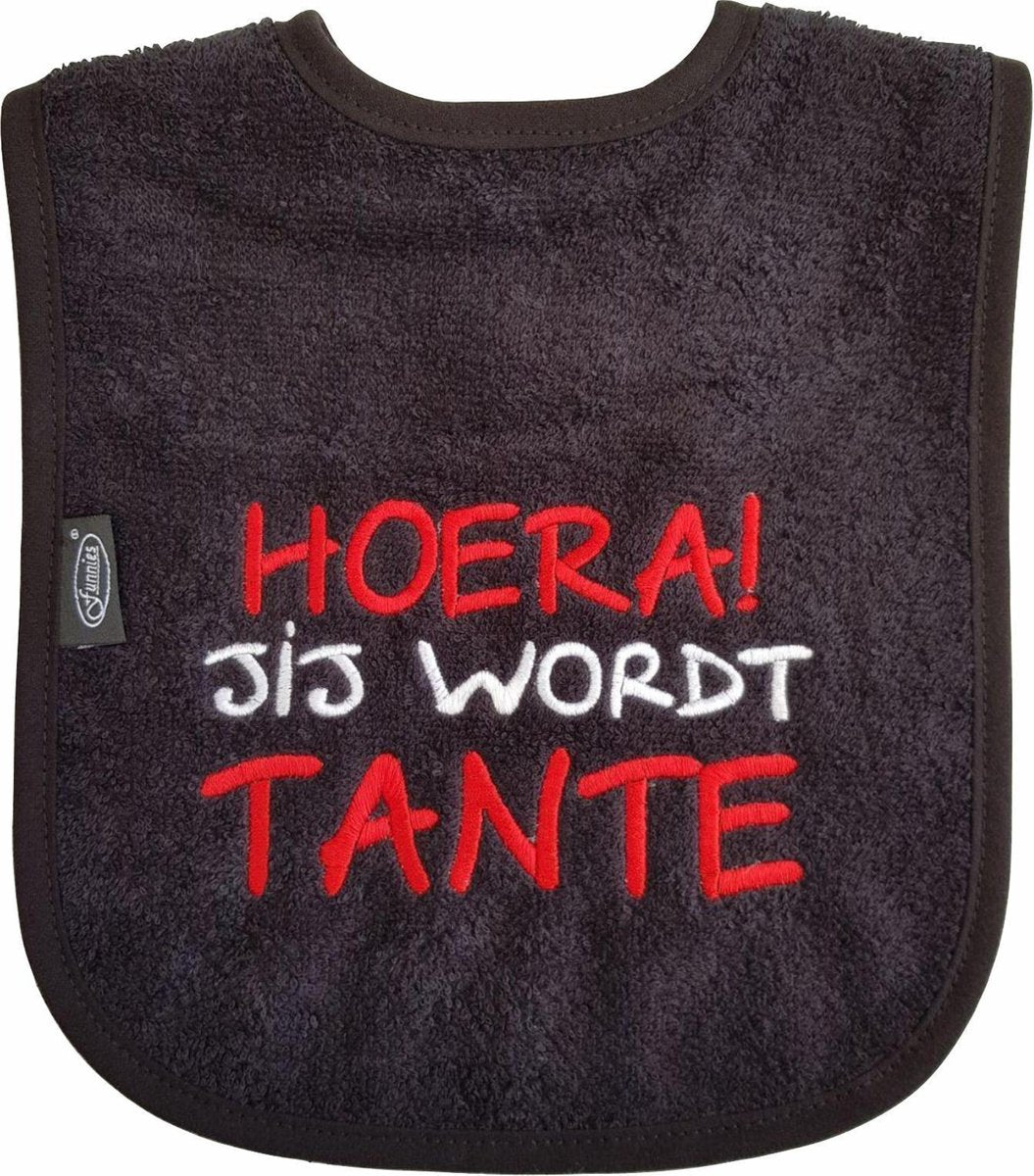 Zwarte slab met "Hoera! Jij wordt tante"