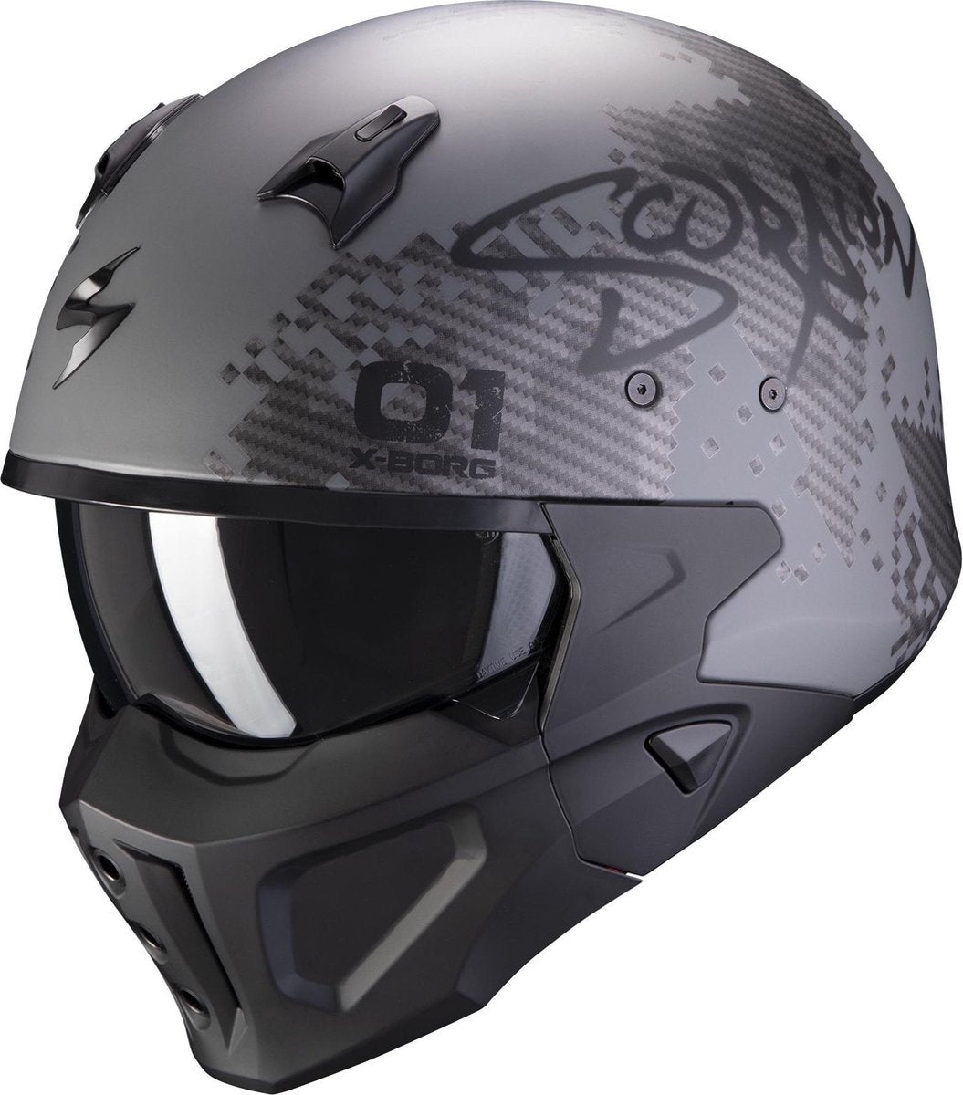 Scorpion Covert-X XBorg Matt Silver Black Jet Helmet 2XL