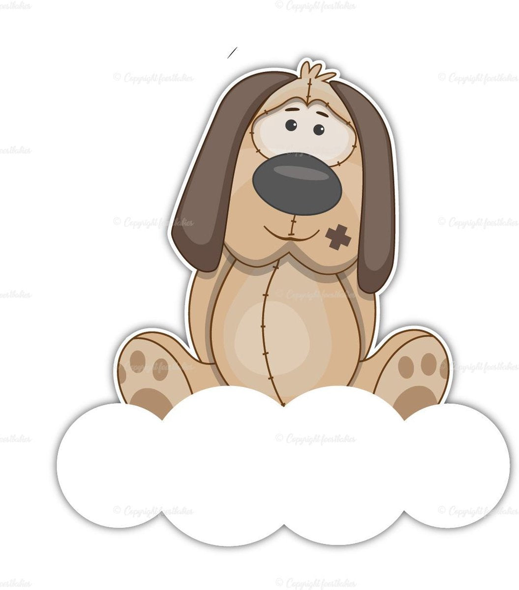 geboortebord hondje op wolk 60 cm