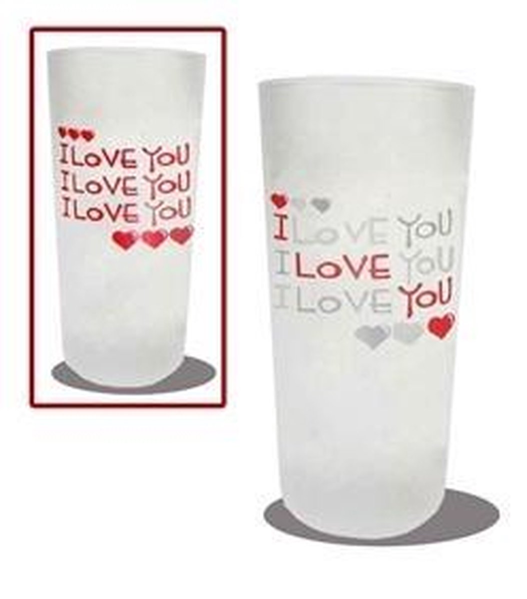 glas I love you grijs-rood