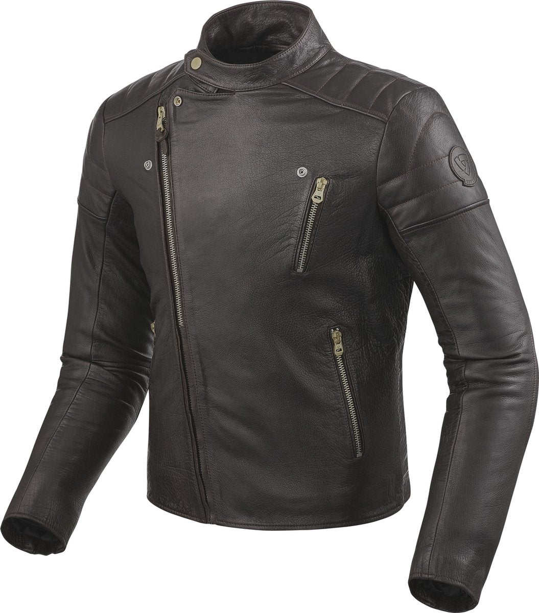 REV'IT! Vaughn Dark Brown Leather Motorcycle Jacket 56