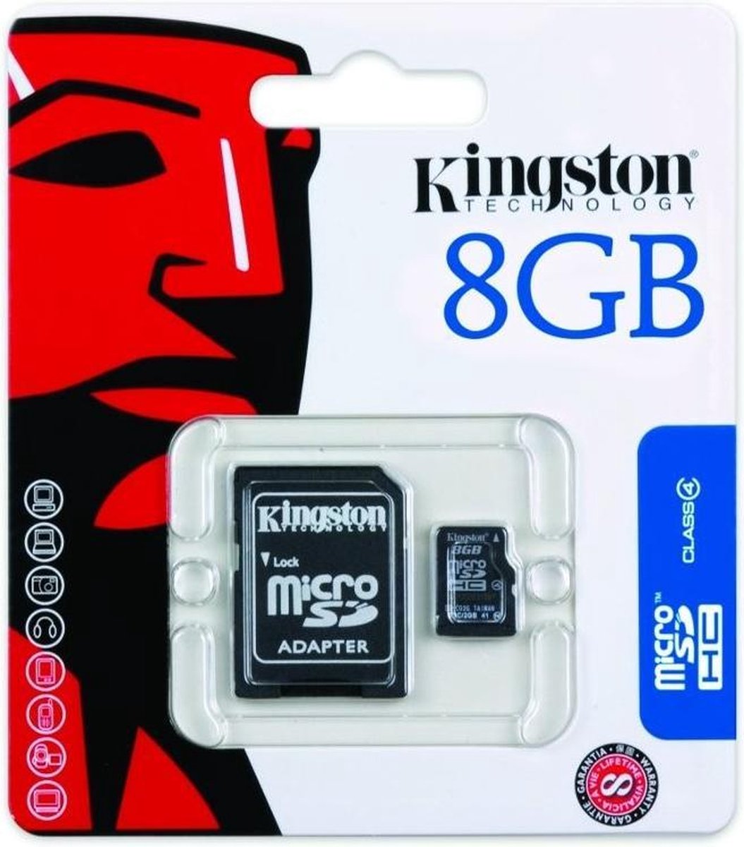 8GB - Kingston Micro SDHC + SD Adapter