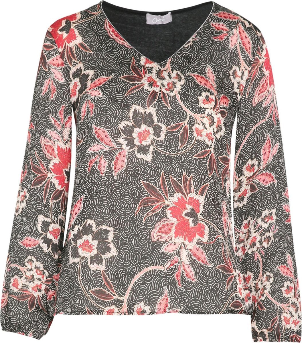 Cassis - Blouse twee stoffen bloemenprint - Roze
