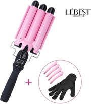 LéBest Cosmetics - Golvenkrultang  - Automatische Kurltang -  25mm - Wafeltang - Inclusief handschoen