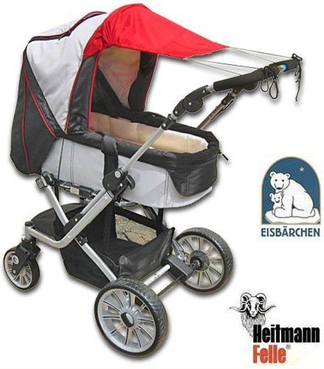 Eisbärchen- zonnescherm kinderwagen/buggy - Met UV bescherming 50+ - Kleur ROOD