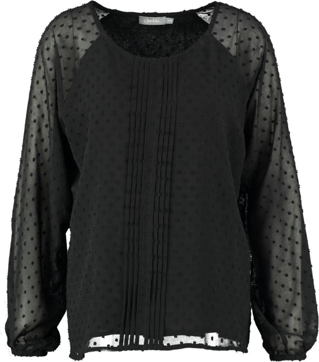 Geisha zwarte gevoerde transparante blouse - Maat S