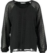 Geisha zwarte gevoerde transparante blouse - Maat S