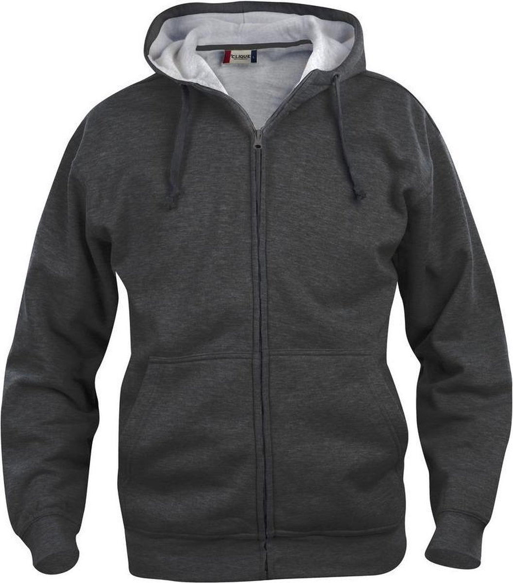 Clique Basic hoody full zip Antraciet Melange maat S