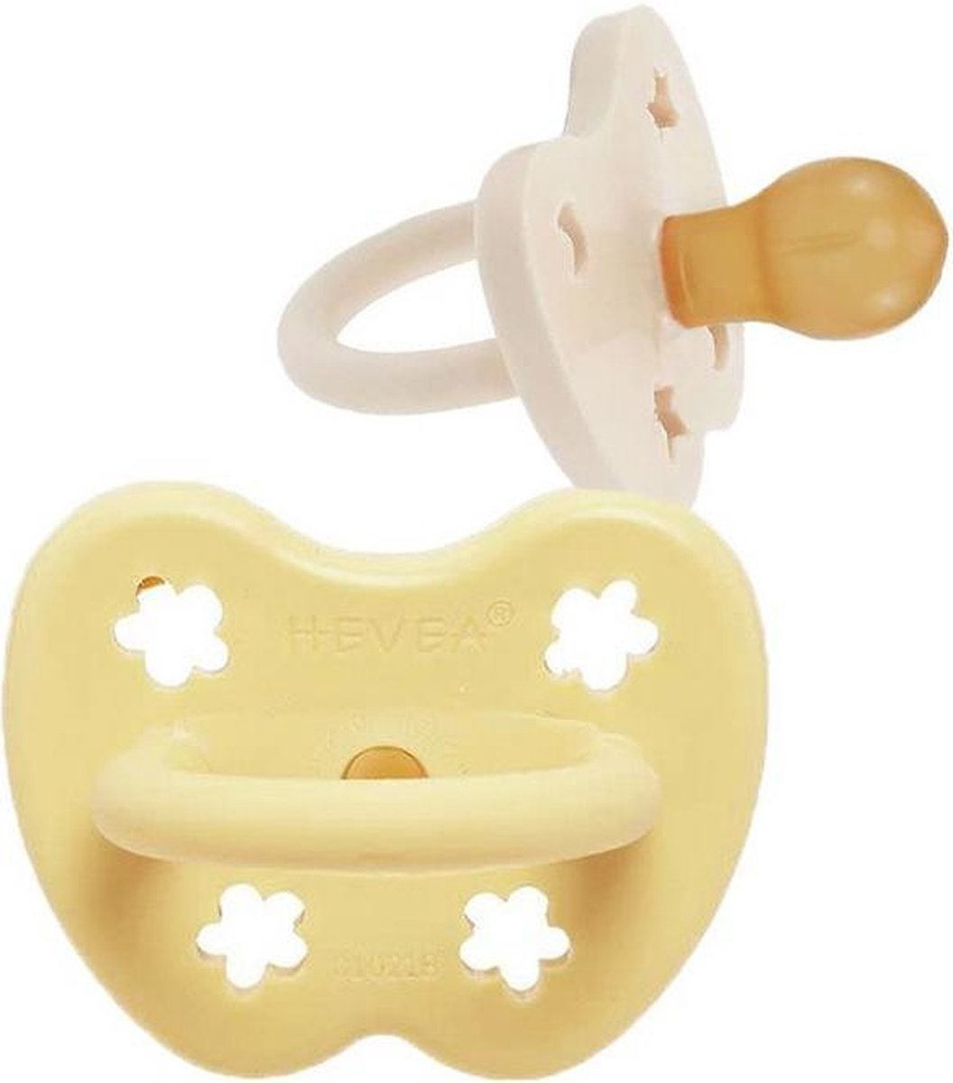 HEVEA | Duopack spenen (2 stuks) | Rond | 3-36 maanden | Pale Butter & Milky White