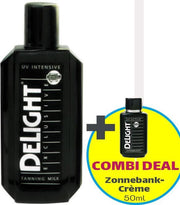 Delight Zonnebankcrèmes COMBI DEAL; Delight Exclusive Tanning Milk UV-intensive (200ml) + Zonnebank Tanning Milk (50ml)