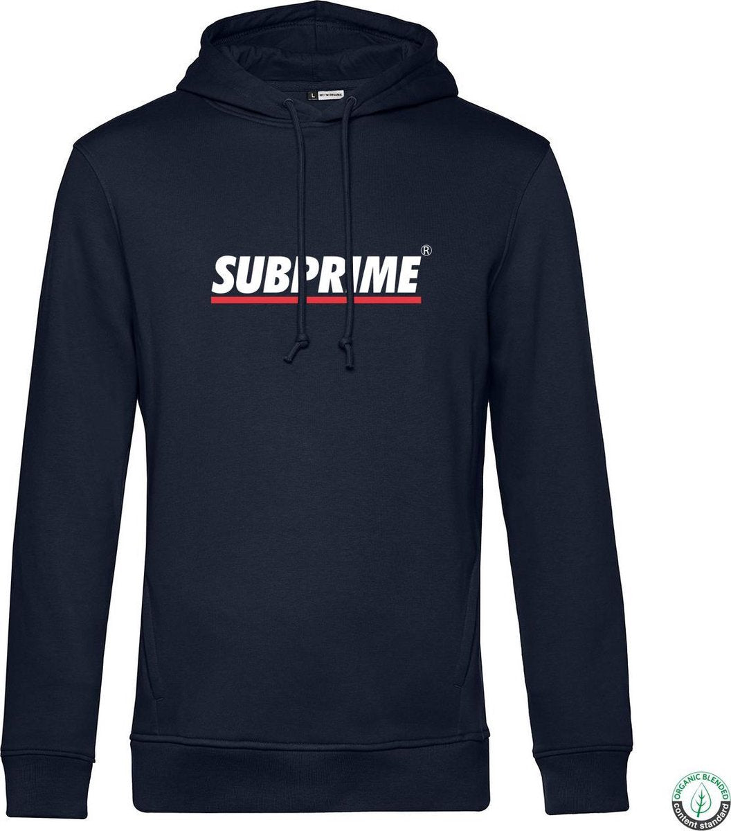 Subprime - Heren Hoodies Hoodie Stripe Navy - Blauw - Maat XXL