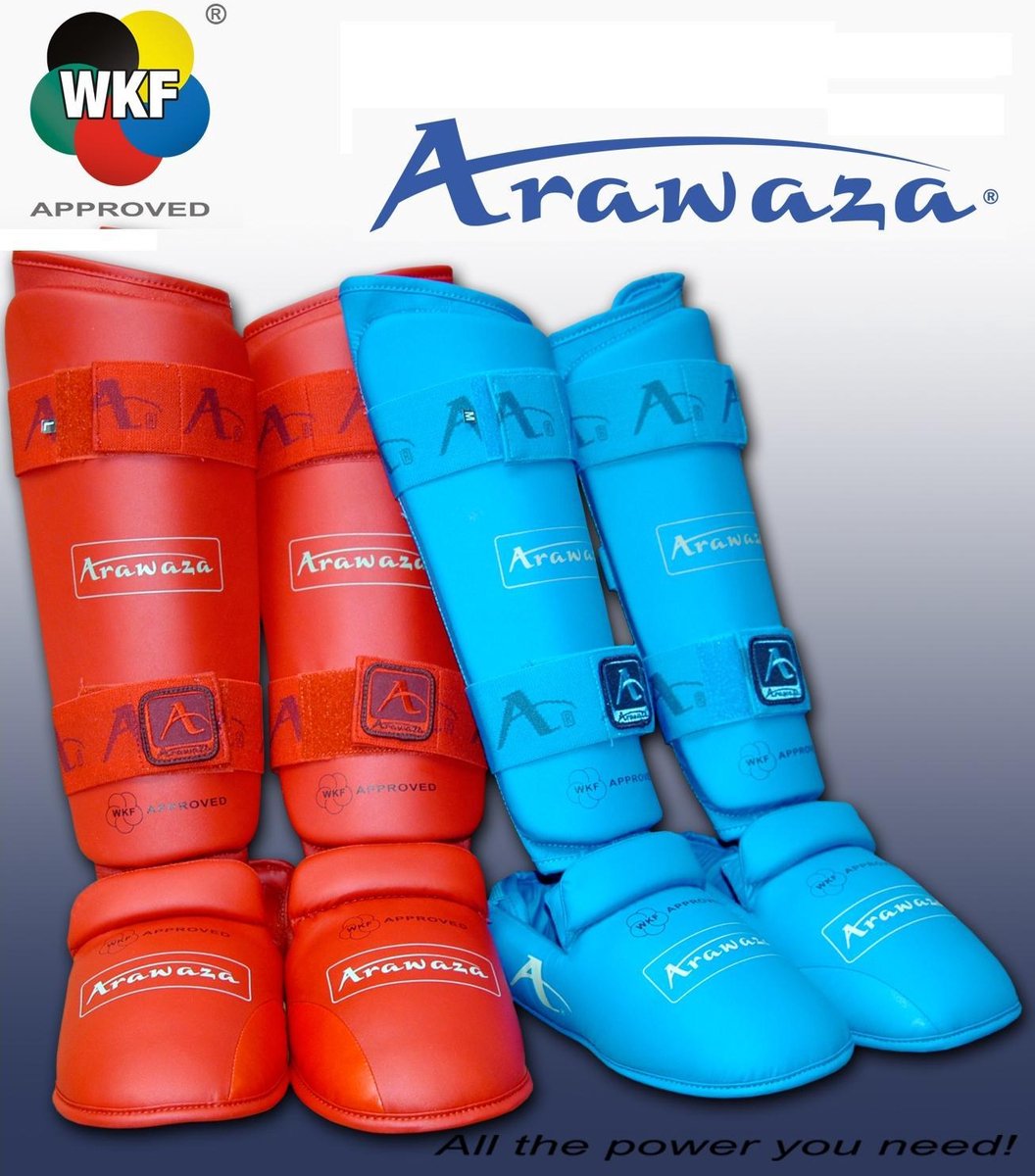 Scheen/wreef-beschermers voor karate Arawaza | WKF | rood - Product Kleur: Rood / Product Maat: M