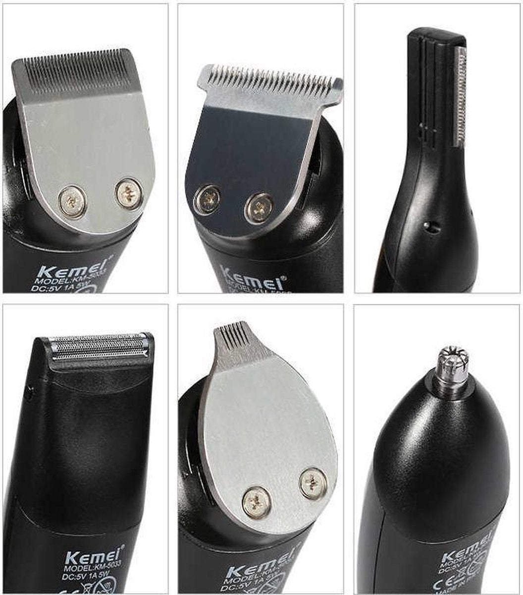 Kemei KM-5033 - Oplaadbaar 11 in 1 trimmer - Baardtrimmer - Snortrimmer - Neustrimmer - Tondeuse - Gezichtsverzorging - Draadloos