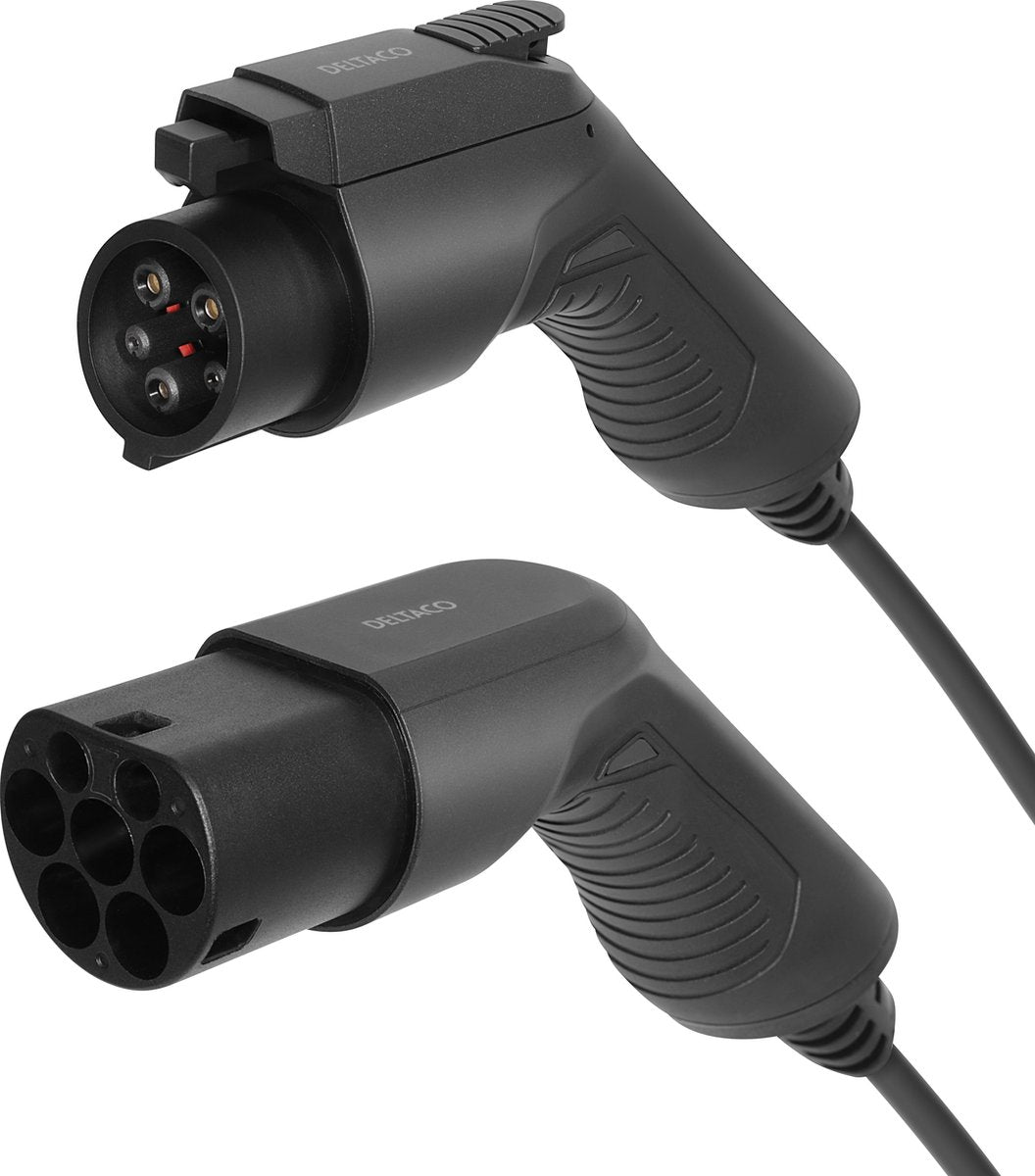 DELTACO EV-11010 e-Charge kabel - Type 2 naar type 1 - 1-fase -3.6KW - 10 m - Zwart
