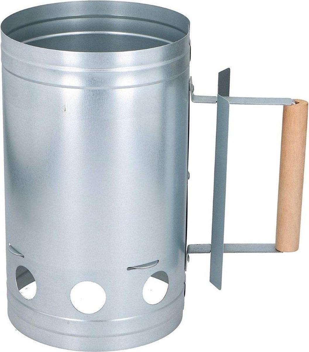 Orange85 Brikettenstarter - Met hitteschild - Handvat - RVS - Hout - Praktisch - Snel