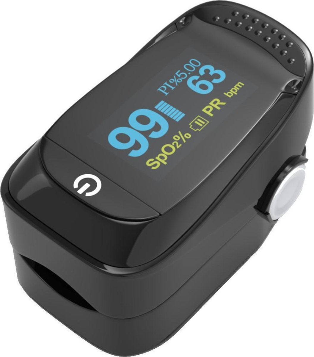 BURCH Med ®   Saturatiemeter zuurstofmeter vinger - Oximeter - CE + FAGG Medische kwalificatie en inspectie - NL handleiding - Koord + Batt.