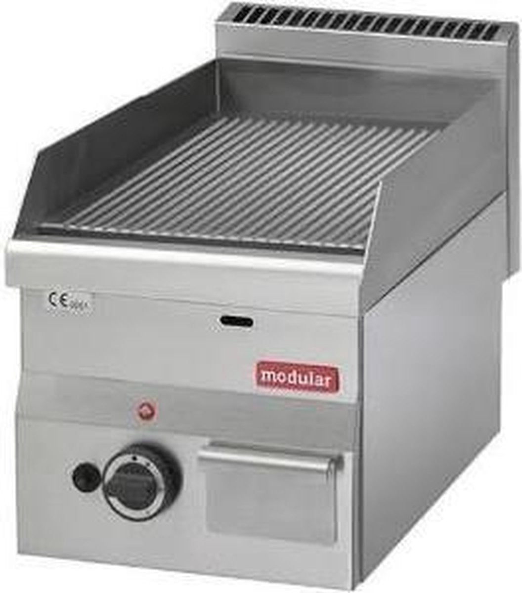 Modular 600 Bakplaat Gas Geribd