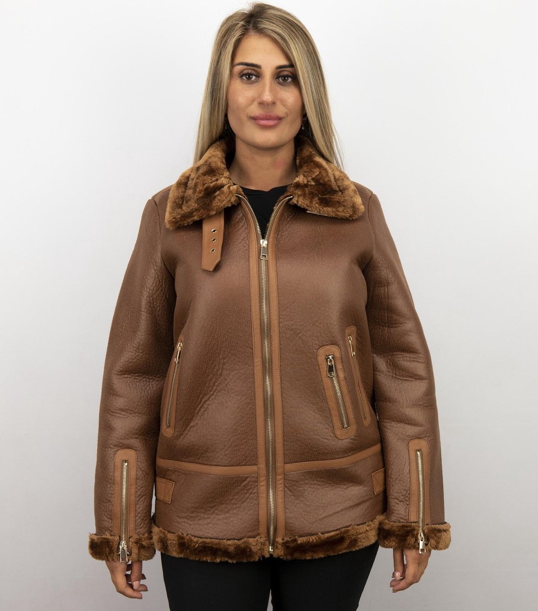 Z DESIGN Imitatie Lammy Coat Dames – Bruin