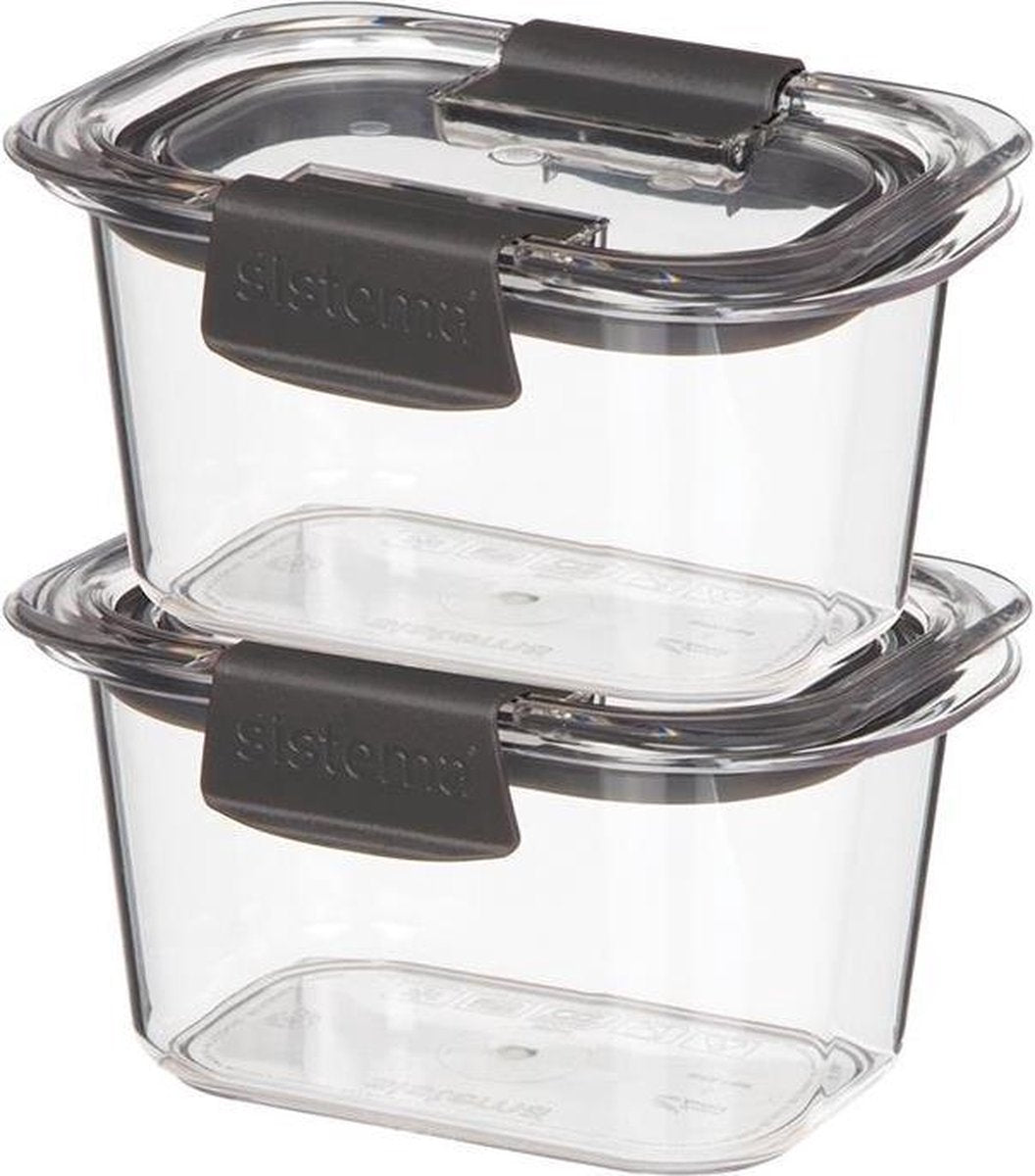 Sistema Brilliance – Bewaardoos – Set van 2 rechthoekige vershouddozen – Tritan - 380ml