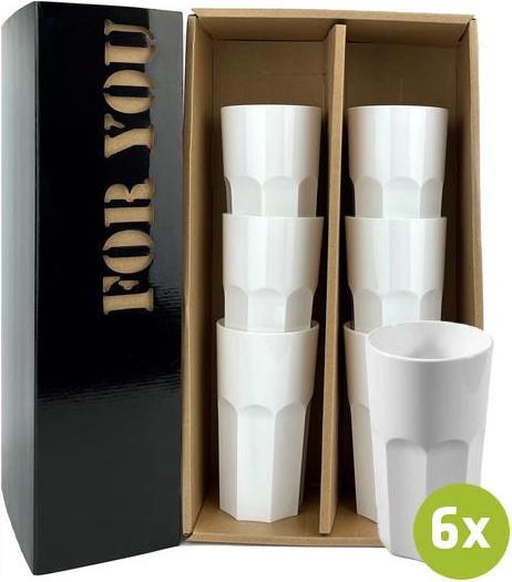 6x Multiglass Granada wit 33cl cadeauset | Onbreekbare kunststof / plastic drinkglazen