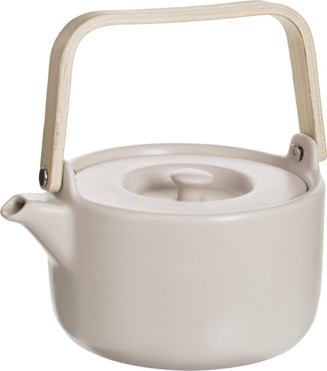 ATMOSPHERA THEEPOT KERAMIEK MET BAMBOE HANDVAT EN ZEEF / FILTER NUDE /  80CL