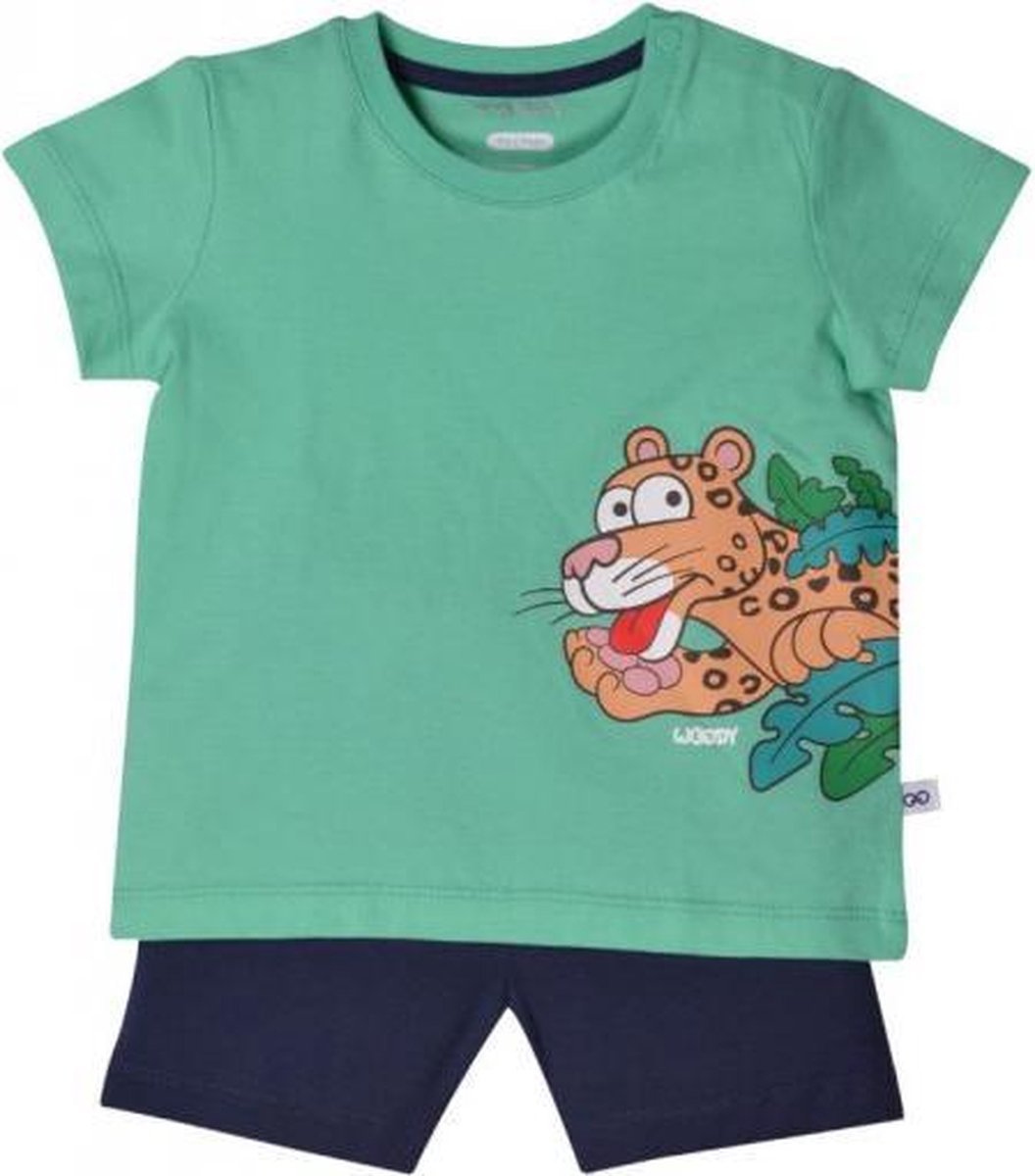 Woody – Pyjama Unisex – Jadegroen -Tijger - 201-3-PSU-S/744 - maat 62