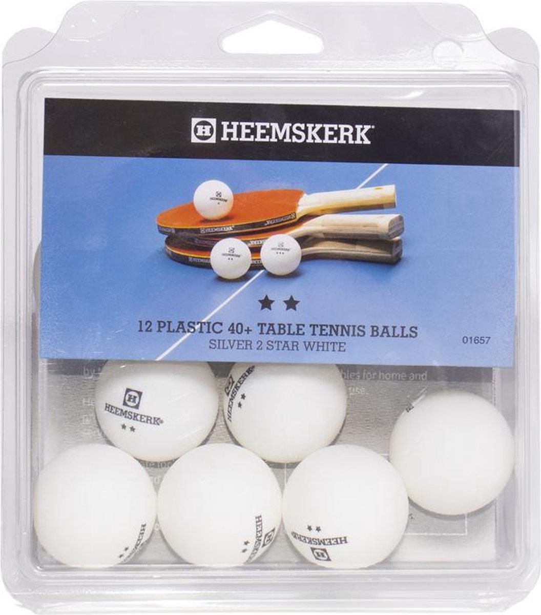 Heemskerk Silver Tafeltennisballen per 12 stuks - Wit - 2 ster