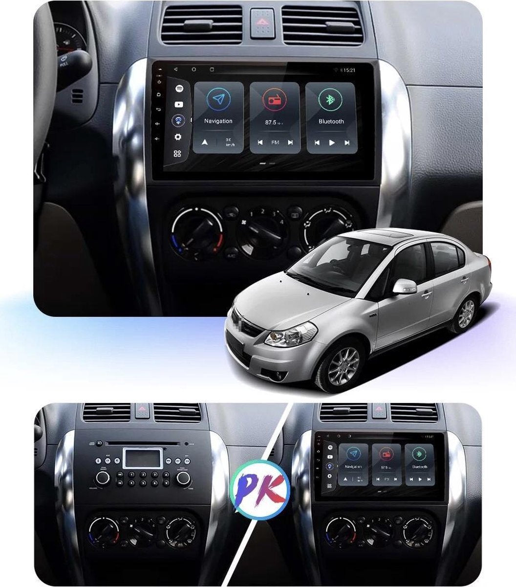 CarPlay Suzuki SX4 2006-2013 Fiat Sedici 2005-2014 1+16GB Android 10 navigatie Bluetooth USB WiFi
