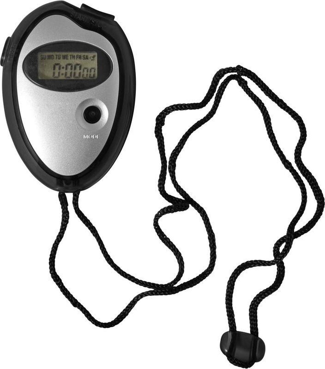 Voordelige digitale sport stopwatch zwart/metallic zilver