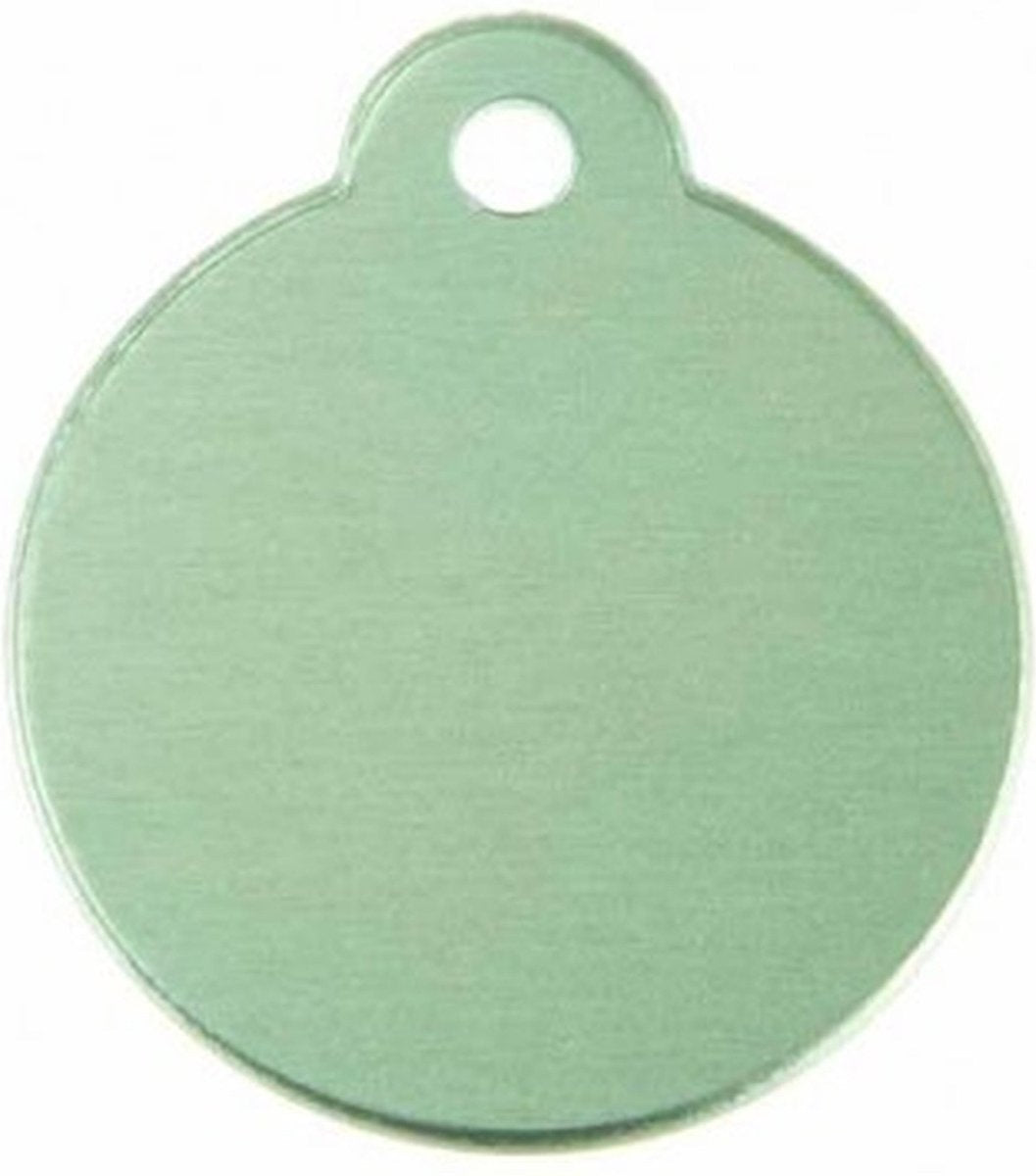 Hondenpenning Rond met lus groen | 1 zijde graveren | Ø 27 mm