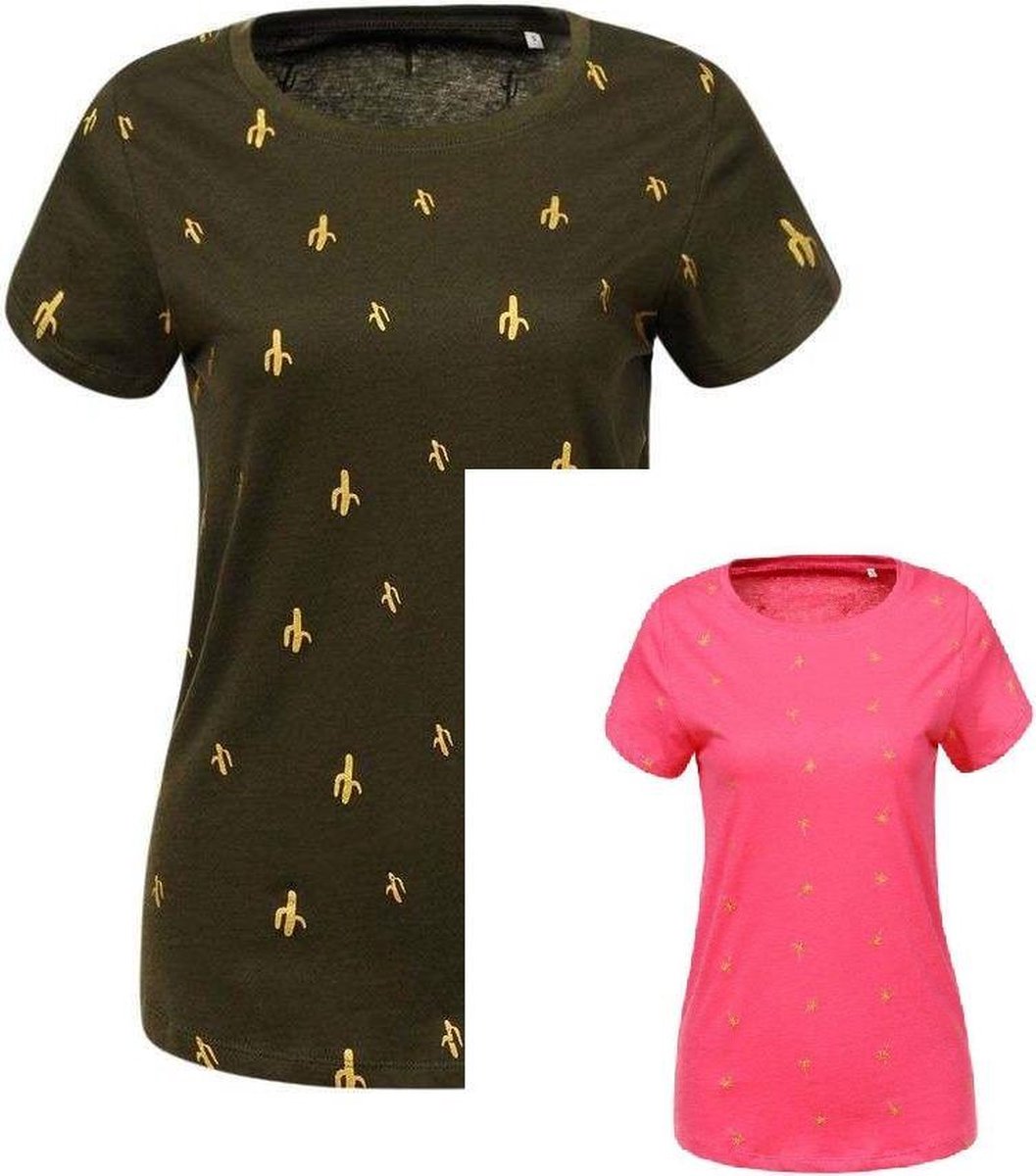 set van 2 dames t-shirten maat L