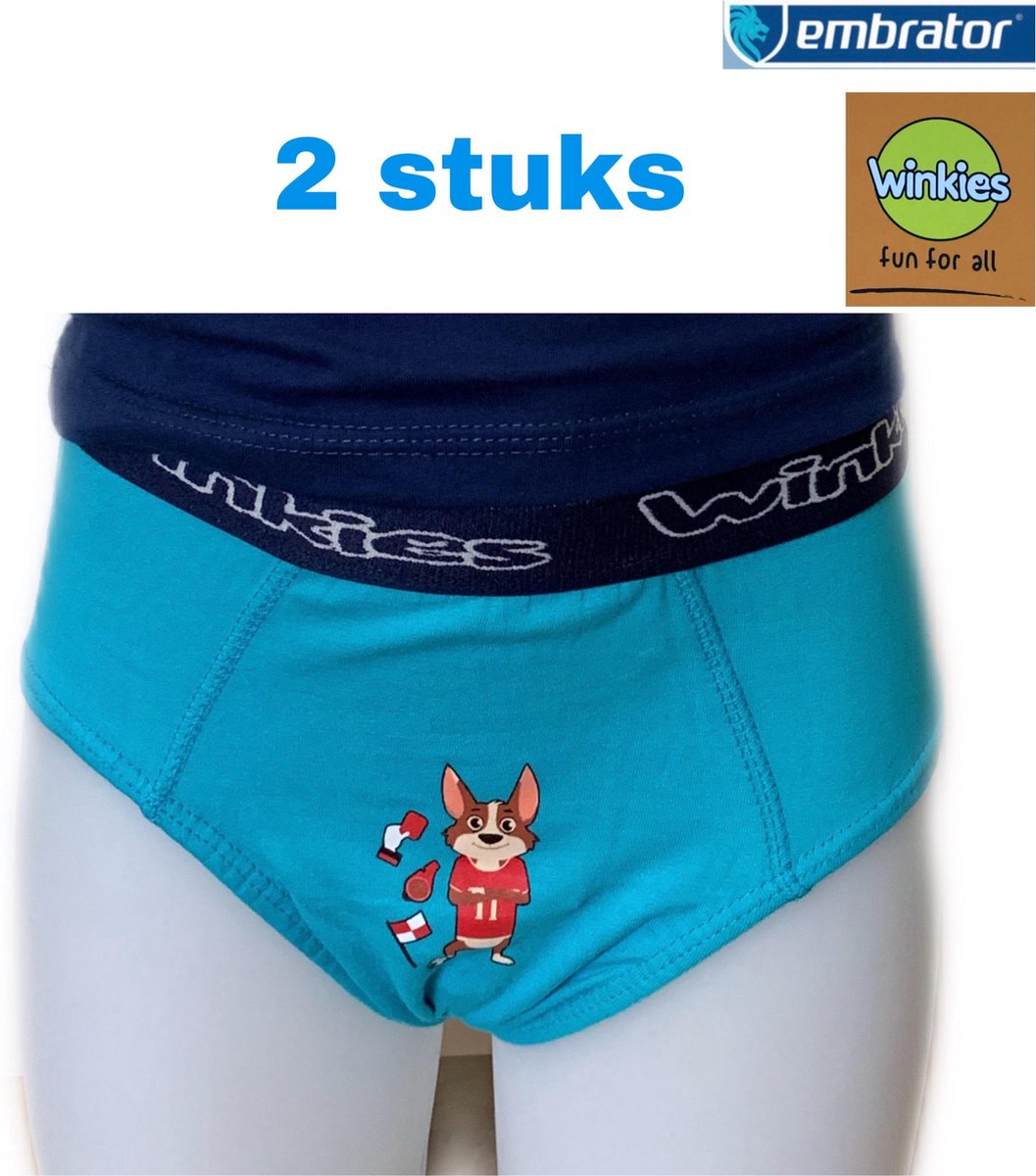 Embrator 2-stuks jongens Slip met opdruk turquoise Toby 122/128