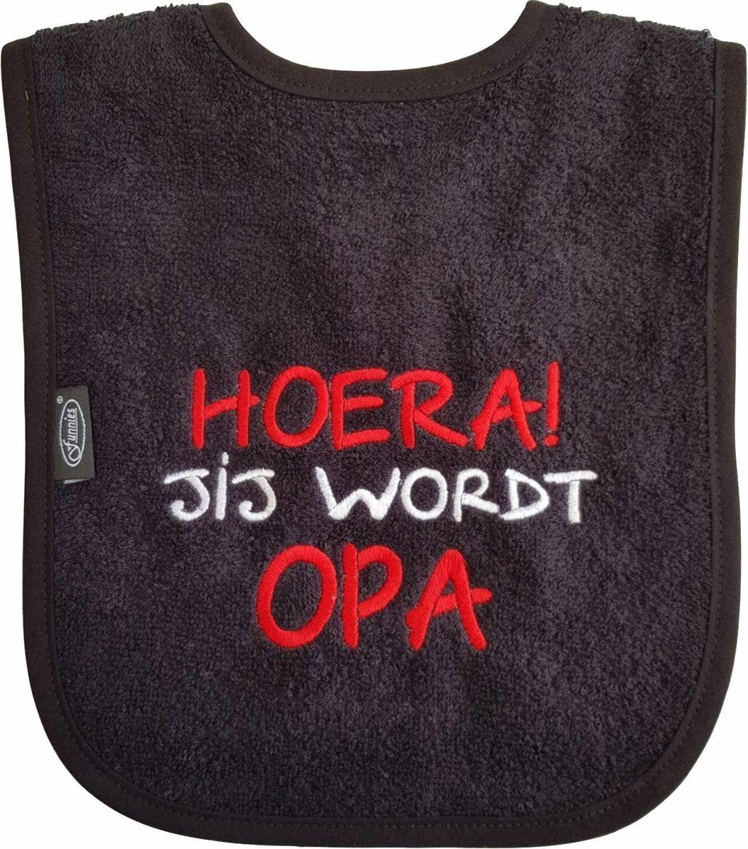 Zwarte slab met "Hoera! Jij wordt opa"