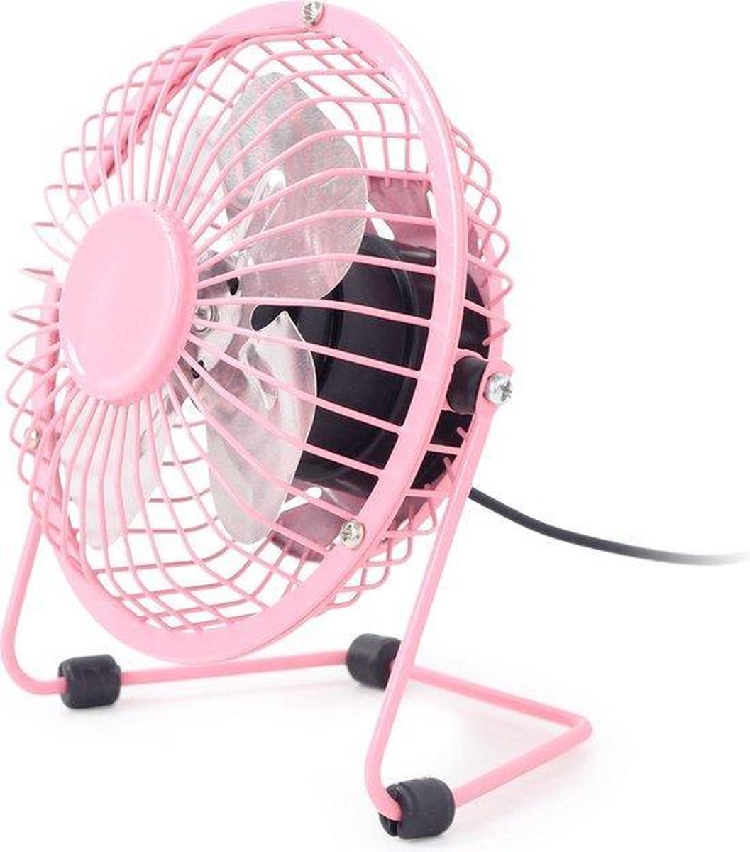 Compacte koelventilator met USB aansluiting | Ventilator | Cooling Fan | Mini | Aluminium| School / Werk / Thuis | USB ventilator | Roze
