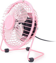 Compacte koelventilator met USB aansluiting | Ventilator | Cooling Fan | Mini | Aluminium| School / Werk / Thuis | USB ventilator | Roze