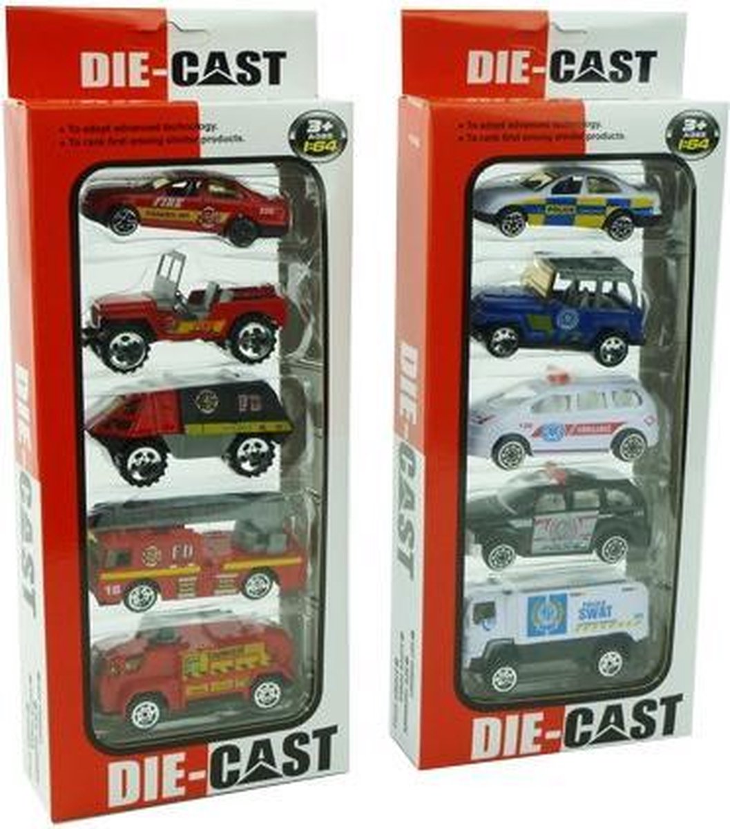 Modelautootjes DieCast 1:64 pak a 5 st.