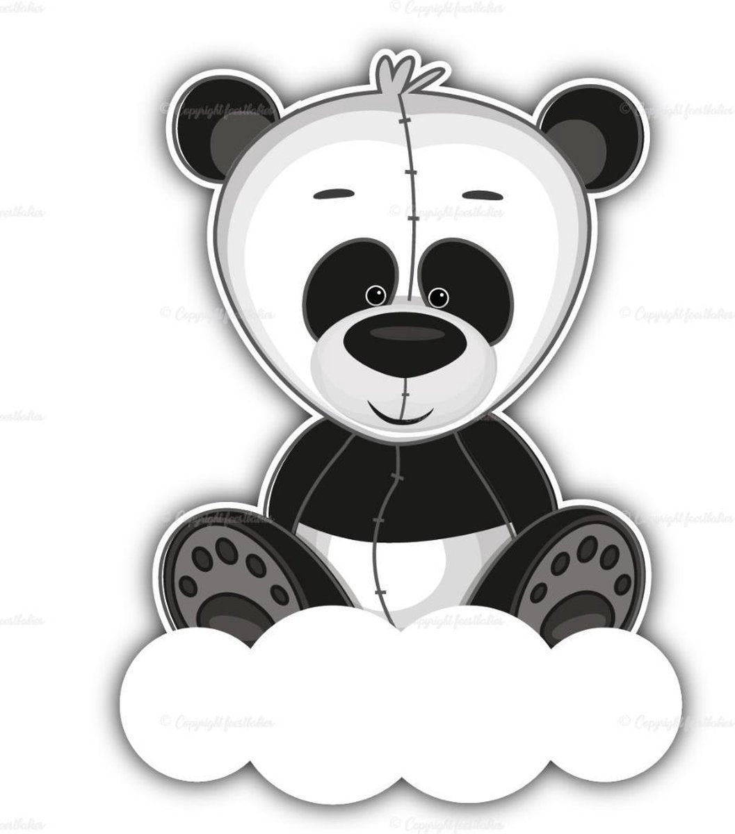 geboortebord panda op wolk 75 cm