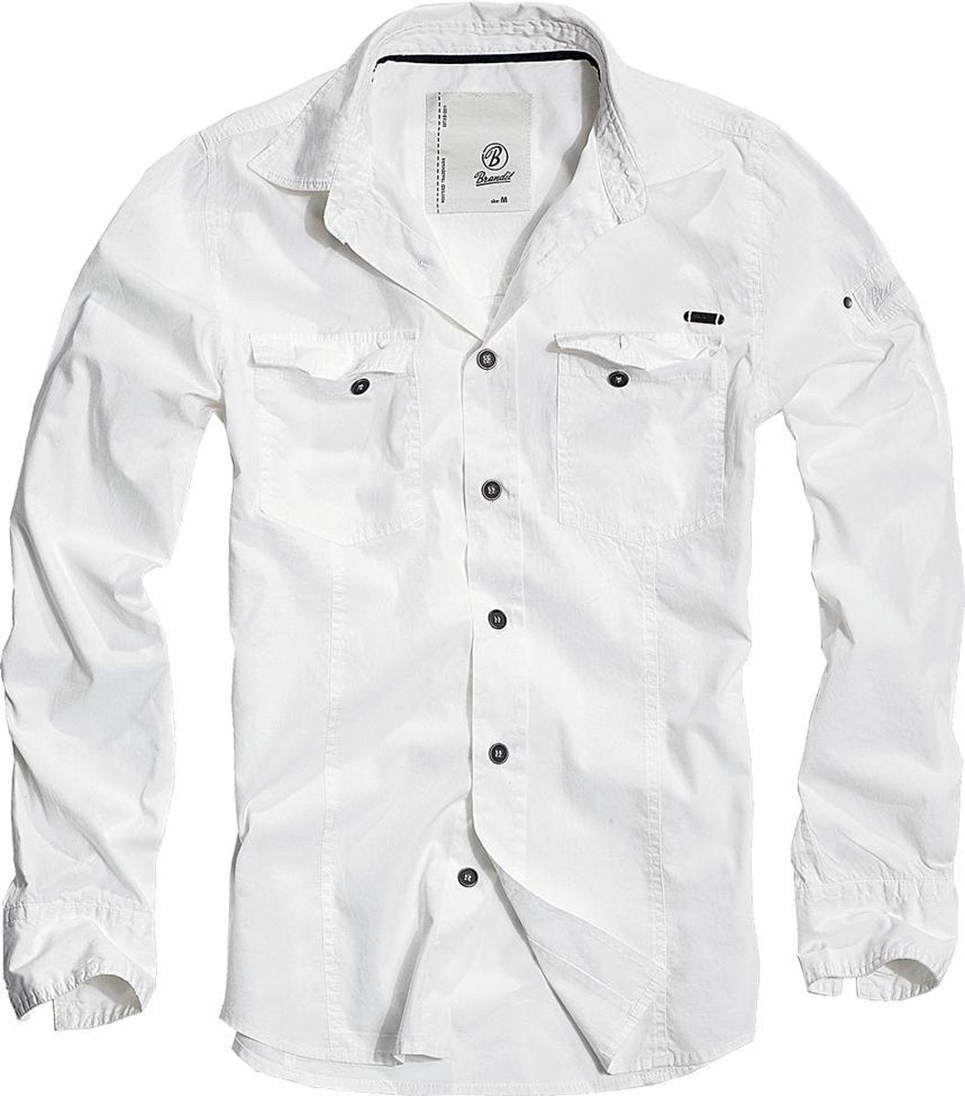 Heren Blouse Shirt Worker Slim Shirt wit