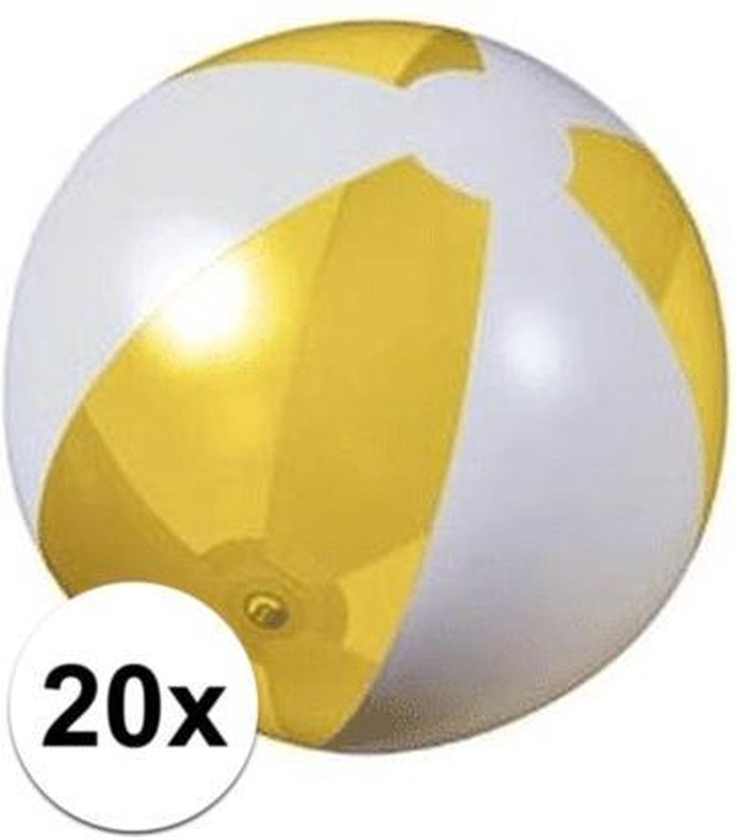 20x Opblaasbare strandbal geel