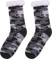 JAXY - Huissokken Dames - Verwarmde Sokken - Anti Slip Sokken - Huissokken - Bedsokken - Warme Sokken - Kerstcadeau Voor Vrouwen - Thermosokken - Dikke Sokken - Fluffy Sokken - Kerstsokken Dames en Heren - Camouflage Grijs