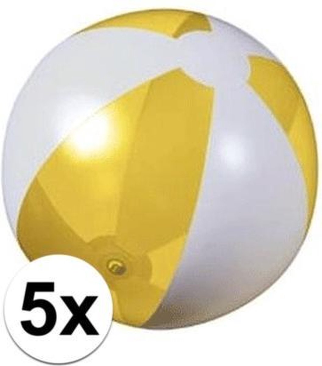 5x Opblaasbare strandbal geel