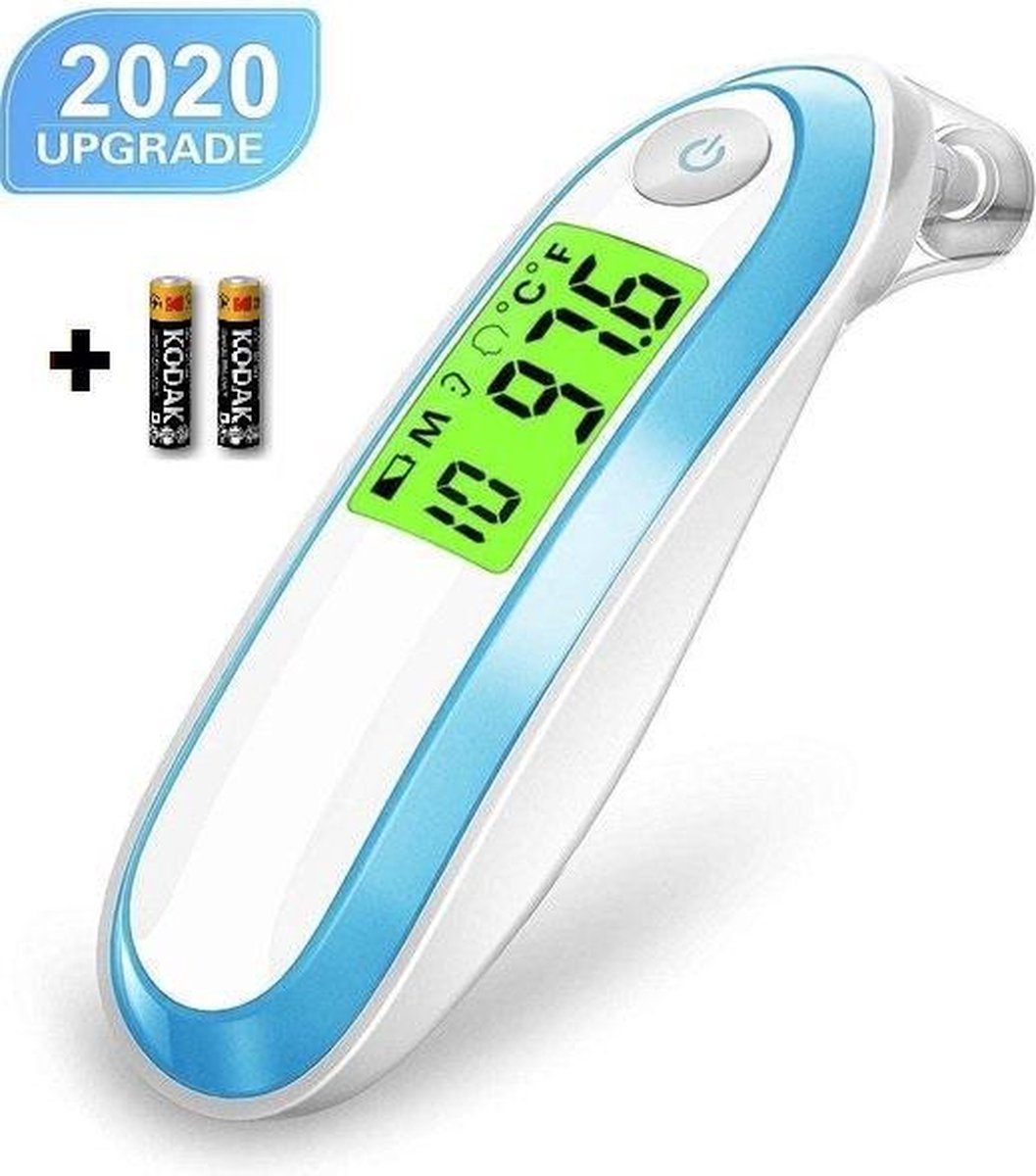 Professionele Digitale Infrarood Koortsthermometer – Thermometer Voorhoofd – Thermometer Oor – Lichaams Thermometer – Thermometer voor Baby / Kinderen / Volwassenen – Medisch - Corona Thermometer - Coronacrisis - INCLUSIEF Batterijen - Blauw